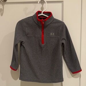 Boys Under Armour Gray and Red Fleece 1/4 Zip Sweater size 2T